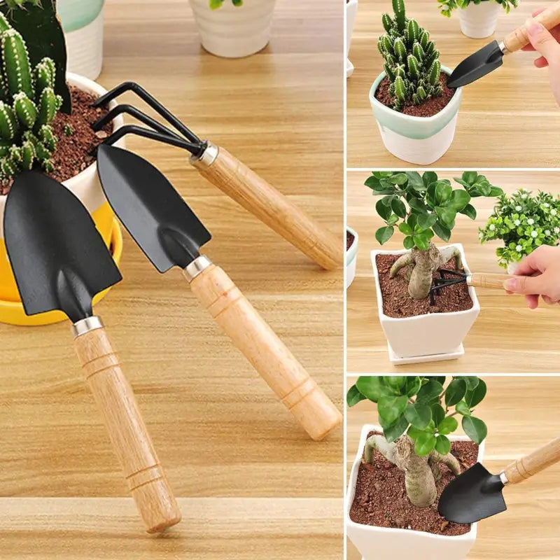 3-Piece Small Garden Tool Set Hand Cultivator, Trowel & Fork