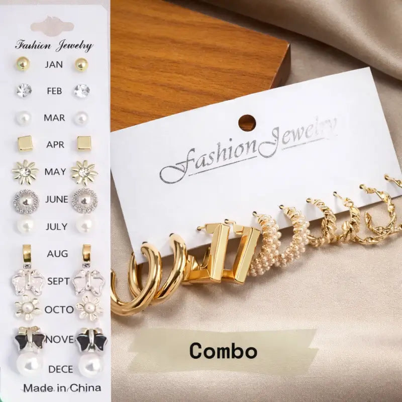 Combo of 17 Earrings Pair for Girls – Metal Studs Earrings Set