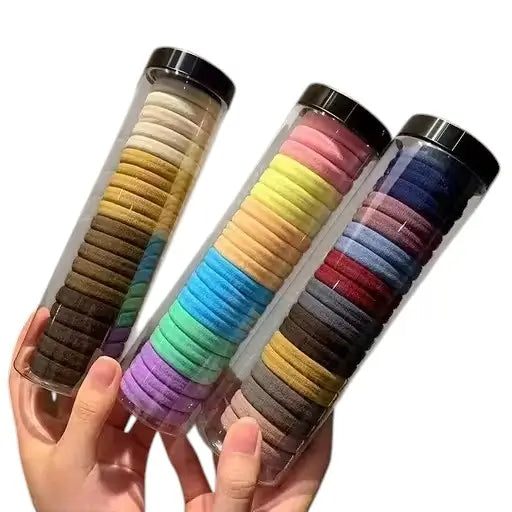 60PCS Elastic Cotton Hair Bands Set – Women’s Hair Accessory
