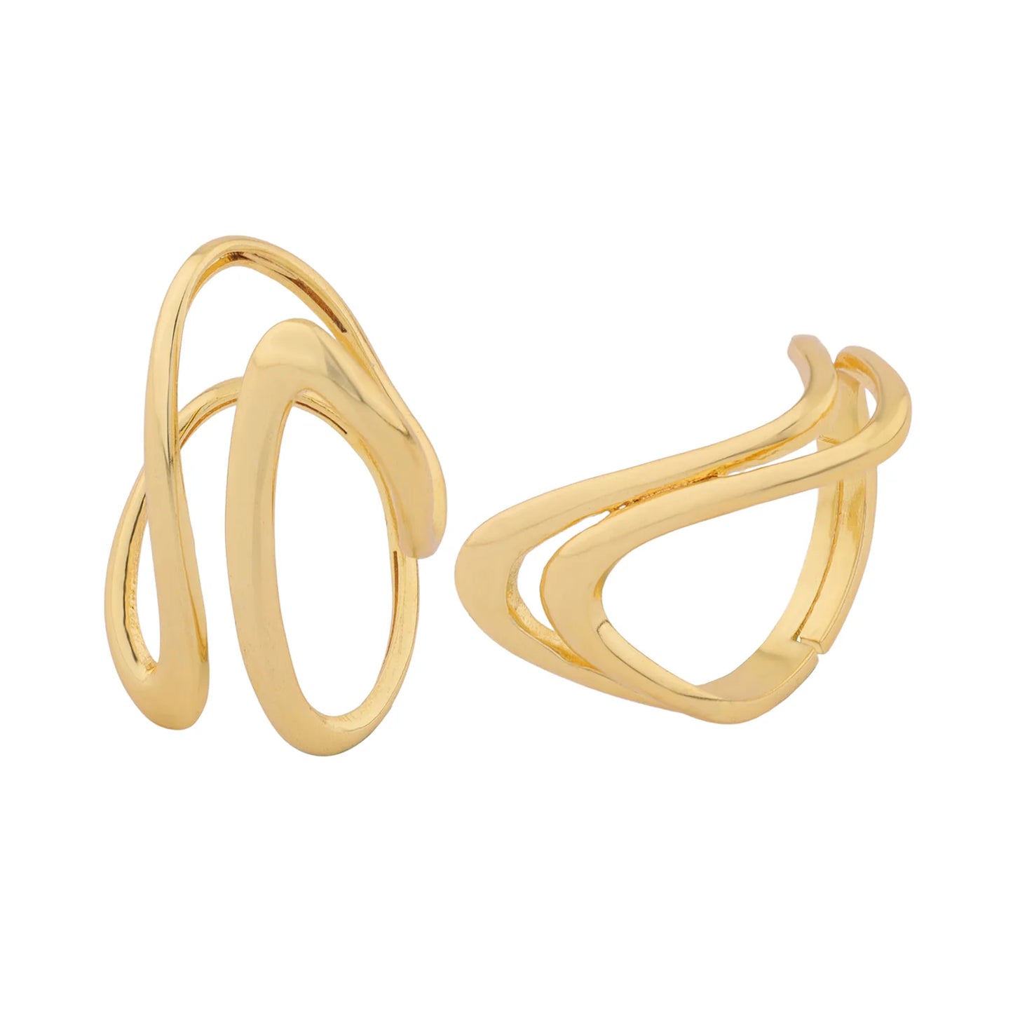 Flow Tide Brush Duo Statement Adjustable Ring Combo