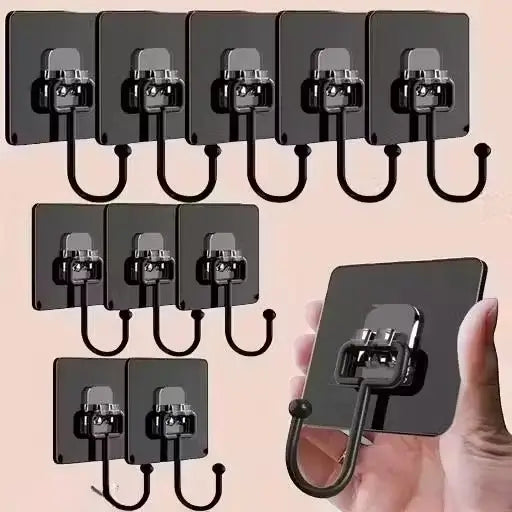10PC Self Adhesive Wall Sticker Hooks – Stainless Steel, No-Drill