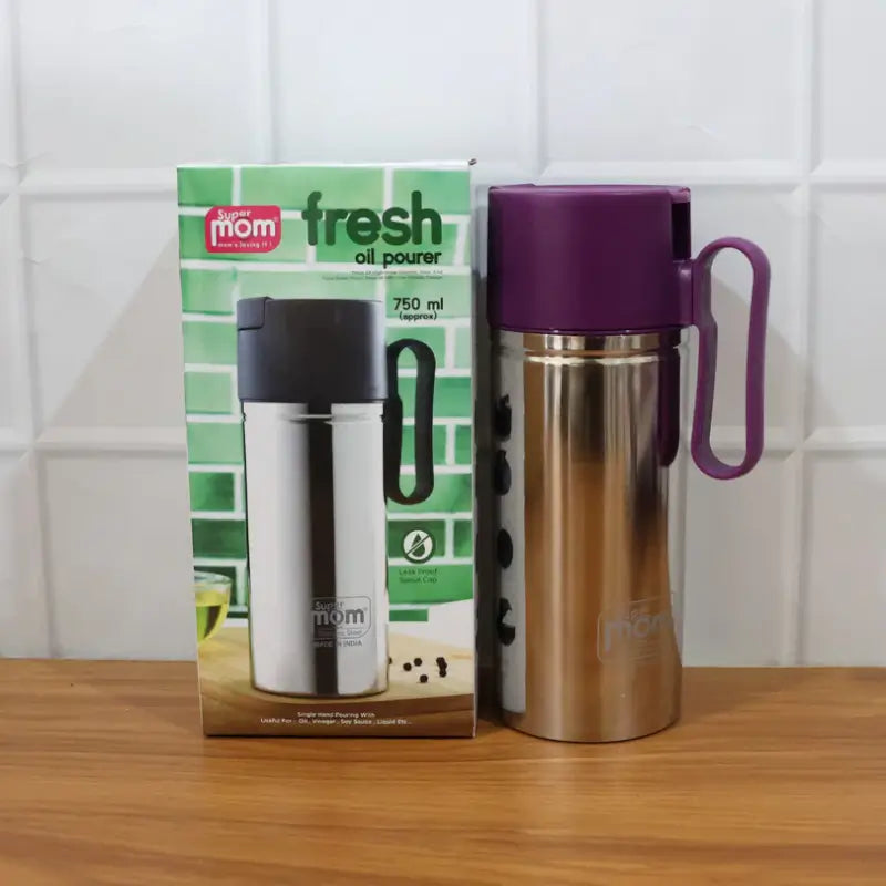 Supermom 750ml Stainless Steel Oil Pourer – Anti-Drip Kitchen Dispenser Bottle