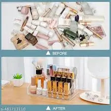 16-Compartment Makeup Organizer – Plastic Vanity Storage for Cosmetics, Brushes, Perfume & Lipsticks