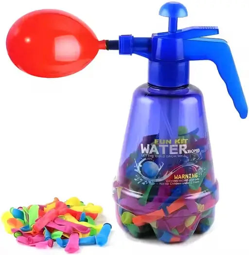 AS TOYS Holi Balloon Pumping Pressure Pichkari with 100 Water Balloons and Water Pump (Pack of 1)