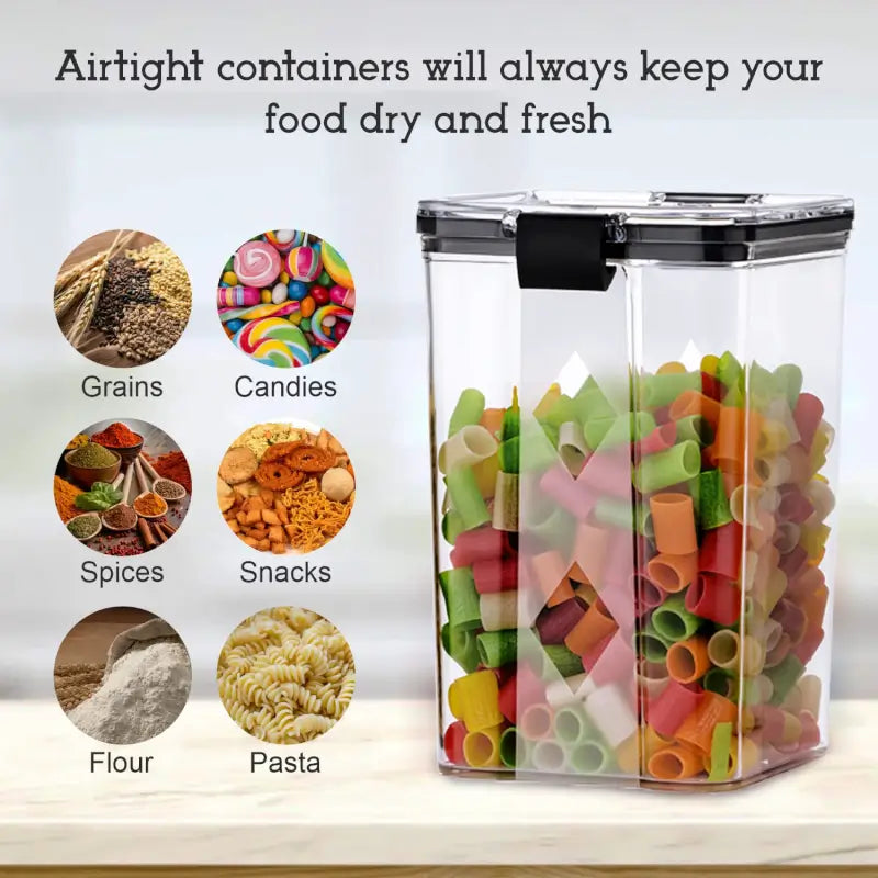 Airtight Containers Kitchen Storage Box, Food Storage Container, Stackable & Transparent Organizer Jars, Masala Dabba Container, Set of 2 (1200ml each)