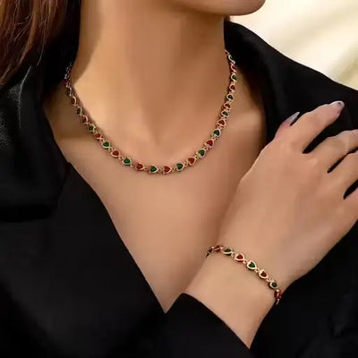 Indian Wedding Jewellery Set for Women | Gold-Plated Brass Necklace & Earrings with Cubic Zirconia | Adjustable Choker/Maangalyam/Murukku Style