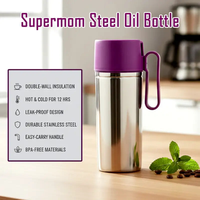 Supermom 750ml Stainless Steel Oil Pourer – Anti-Drip Kitchen Dispenser Bottle