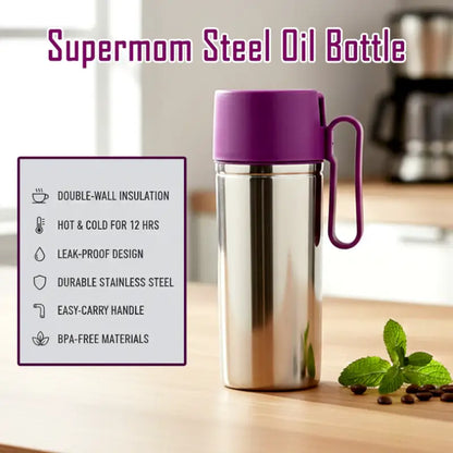 Supermom 750ml Stainless Steel Oil Pourer – Anti-Drip Kitchen Dispenser Bottle