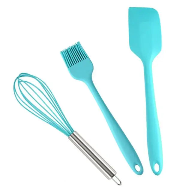 Silicone Spatula Set for Kitchen, Non-Stick Pan Cooking Spatula Whisk Brush with Steel Handle, Silicone Kitchen Tools Set