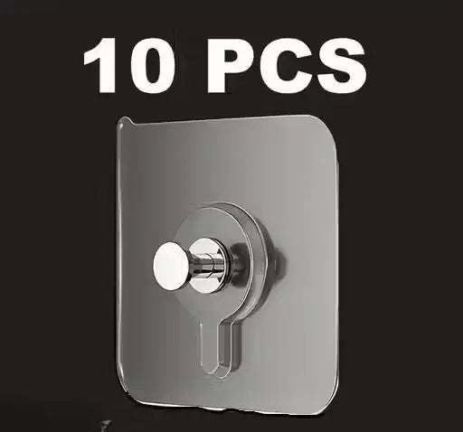 Self Adhesive Transparent Wall Hook (10 Pack)