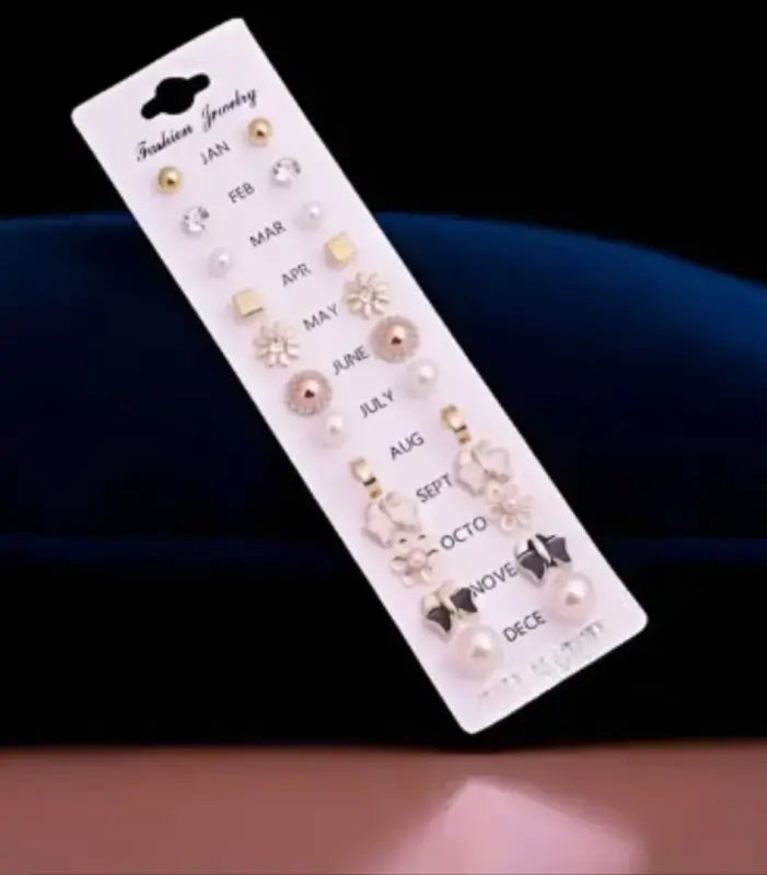 Combo of 17 Earrings Pair for Girls – Metal Studs Earrings Set