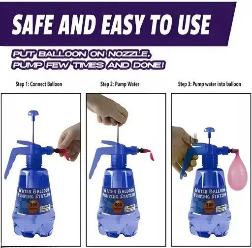 AS TOYS Holi  Balloon Pumping Pressure Pichkari with 100 Water Balloons and Water Pump (Pack of 1)