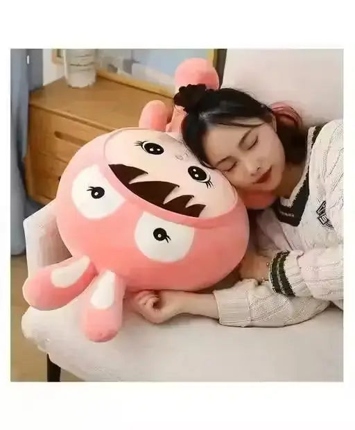 Stuffed Doll with Bunny Cap – Pink Plush Toy for Kids and Girls