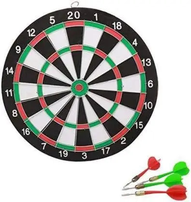 Serveuttam Double-Faced 12 Inch Portable Dart Board with 4 Darts Set for Kids & Children. Indoor Sports Games Board Game, Multicolor