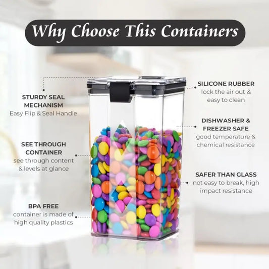 Airtight Containers Kitchen Storage Box, Food Storage Container, Stackable & Transparent Organizer Jars, Masala Dabba Container, Set of 2 (1200ml each)