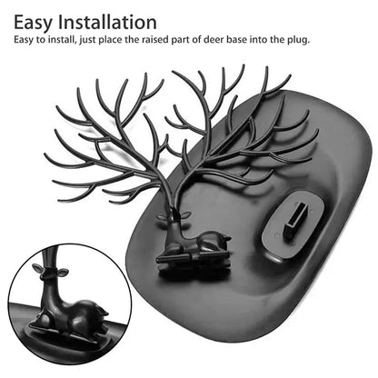 Deer Antlers Jewelry Holder - Elegant Tree Design Jewelry Organizer for Necklaces, Bracelets, and Rings