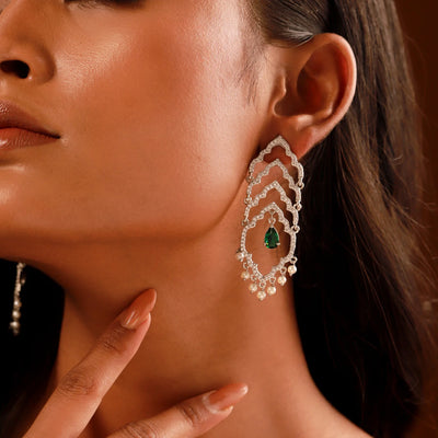 Shahi Dwar Leher Silver Dangler Earrings (Copy) (Copy)