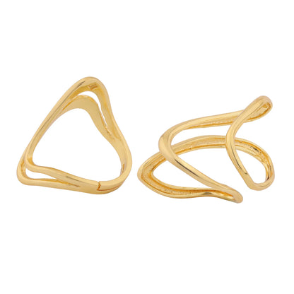 Flow Tide Brush Duo Statement Adjustable Ring Combo