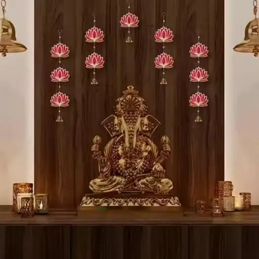 Lotus Hangings for Decoration – Floral Wooden Wall Hanging Set of 5