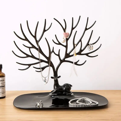 Deer Antlers Jewelry Holder - Elegant Tree Design Jewelry Organizer for Necklaces, Bracelets, and Rings