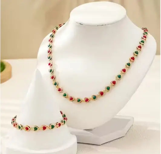 Indian Wedding Jewellery Set for Women | Gold-Plated Brass Necklace & Earrings with Cubic Zirconia | Adjustable Choker/Maangalyam/Murukku Style