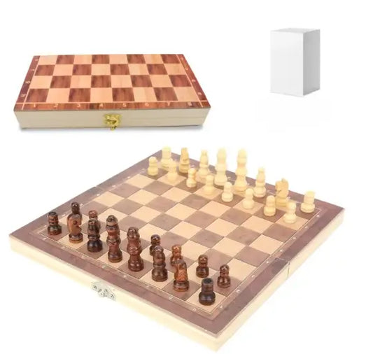 Foldable Wooden Chess Board Set (30x30 cm) | Brain Game for Kids, Adults & Beginners | Indoor & Outdoor Strategy Board Game