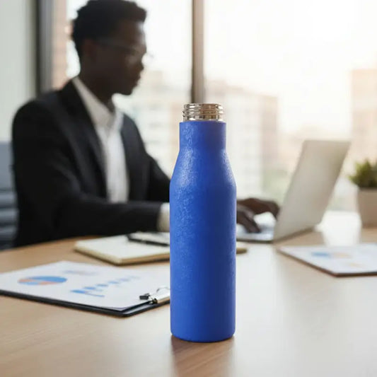 Classic Stainless Steel Water Bottle Blue with Carry Strap (1000 ML)