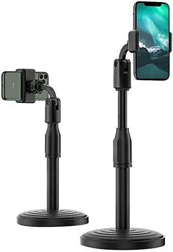 Adjustable 360 Rotation Universal Mobile Stand Holder for Desk &  (Black) - Compatible with All Smartphones