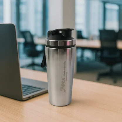 Apex Stainless Steel Gym Shaker Bottle with Spring & Leak-Resistant Flip Lid for Workout,  & Daily Hydration (1 Pc)