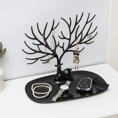 Deer Antlers Jewelry Holder - Elegant Tree Design Jewelry Organizer for Necklaces, Bracelets, and Rings