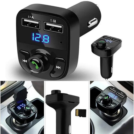 CAR-X8 Bluetooth FM Transmitter Kit with Dual USB Fast Charger