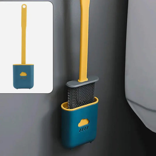 Silicone Toilet Brush/ Flexible Soft Bristle Brush with Quick Dry Holder Cleaning Brush for Toilet Accessories ( Without Box )