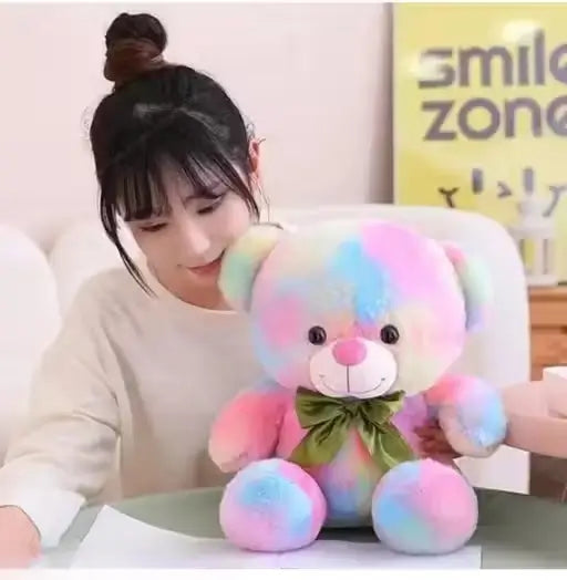 Cute Teddy Bear Rainbow Classic 35 cm Soft Toy – Multicolor Stuffed Animal